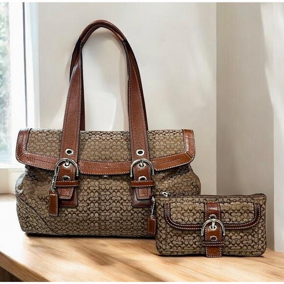 Y2K Coach F12312 Soho Mini Signature Satchel & F40585 Wristlet - Picture 1 of 15